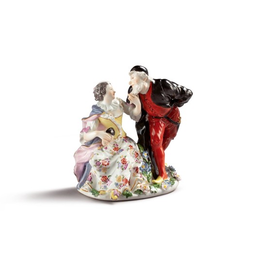 A MEISSEN GROUP OF PANTALONE AND COLUMBINE CIRCA 1741-45