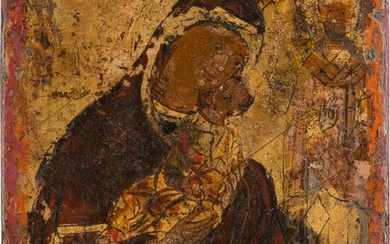 A MINIATURE ICON SHOWING THE SWEET-KISSING MOTHER OF