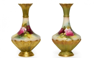 A Matched Pair of Royal Worcester Porcelain Vases, 1911/1912, of...