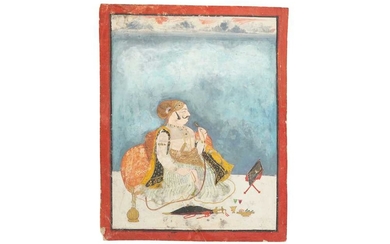 A NOBLEMAN SMOKING A HUQQA PROPERTY OF THE LATE BRUNO CARUSO (1927 - 2018) COLLECTION Rajasthan, North Western India, second half 19th century