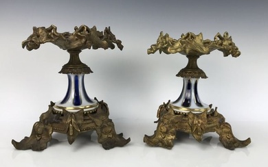 A PAIR OF 19TH C. SEVRES AND DORE BRONZE TAZZAS
