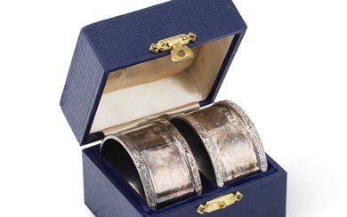 A PAIR OF ART DECO SILVER NAPKIN RINGS