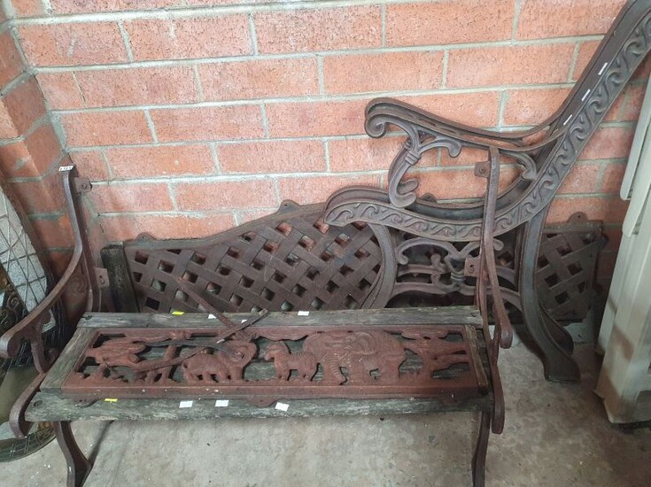 A PAIR OF CAST IRON BENCH ENDS