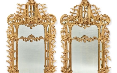 A PAIR OF GEORGE III CHIPPENDALE STYLE GILTWOOD PIER MIRRORS