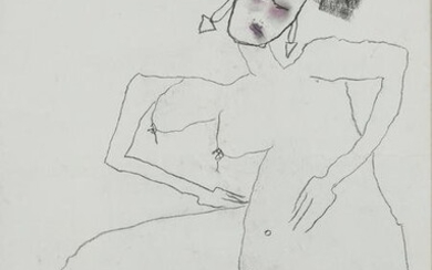 Â§ PATRICIA DOUTHWAITE (SCOTTISH 1939-2002) UNTITLED (NUDE WITH EARRINGS), 1992