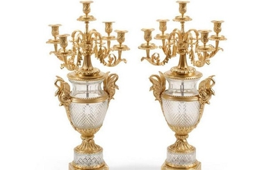 A Pair Of Louis Xvi Style Gilt Bronze Mounted Cut Glass