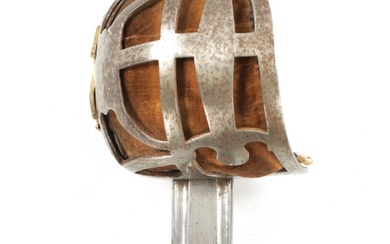 A RARE MID 18TH CENTURY SCOTTISH BASKET-HILTED BROADSWORD the...