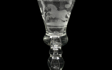 A Rare Hanoverian Engraved Baluster Stem Wine Glass