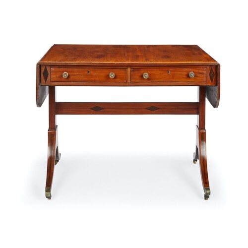 A Regency mahogany and rosewood crossbanded sofa table Inlai...