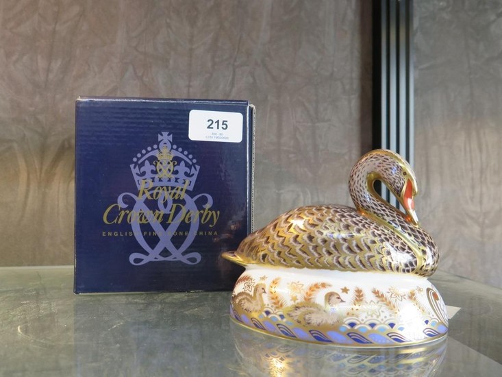 A Royal Crown Derby 'Black Swan' paperweight, limited editio...