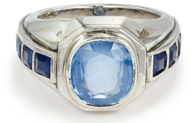 A Sapphire and Platinum Ring