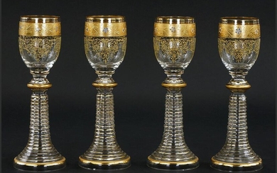 A Set of Eleven Enameled and Gilt Decorated Rhine Wine