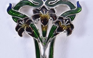 A Silver and Enamel Floral Pendant Necklace. Stamped Sterling, Chain 46cm long, Pendant 7.6 cm x 4.