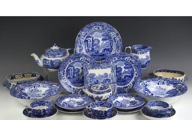 A Spode blue and white part tea service in the 'Italian' pat...