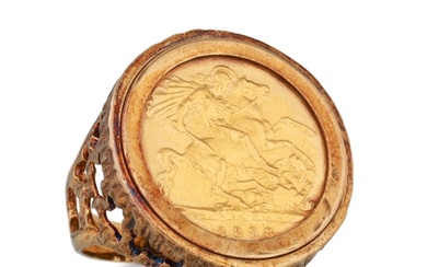 A VICTORIAN FULL GOLD SOVEREIGN 1898, mounted in a ring, 9.7...