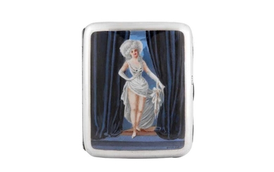 A VICTORIAN STERLING SILVER AND ENAMEL EROTIC CIGARETTE CASE, LONDON 1888 BY GEORGE HEATH