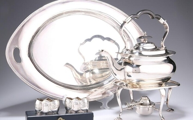 A WALKER & HALL SILVER-PLATED SPIRIT KETTLE ON STAND