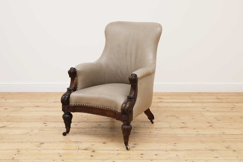 A William IV rosewood gentleman's library armchair