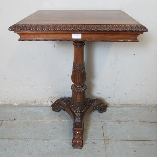 A William IV rosewood occasional table with gadrooned edging...
