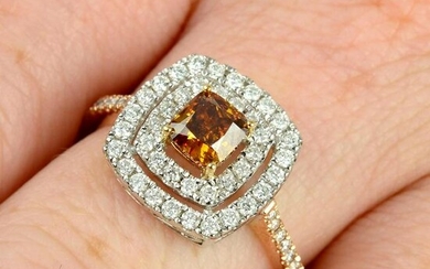 A bi-colour 18ct gold 'orangey brown' diamond and