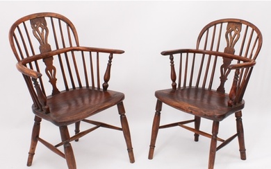 A closely matched pair of early 19th century yew, ash, beech...