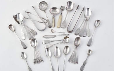 Y A collection of silver flatware