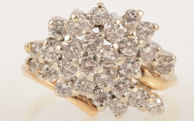 A contemporary diamond multi stone cluster ring.