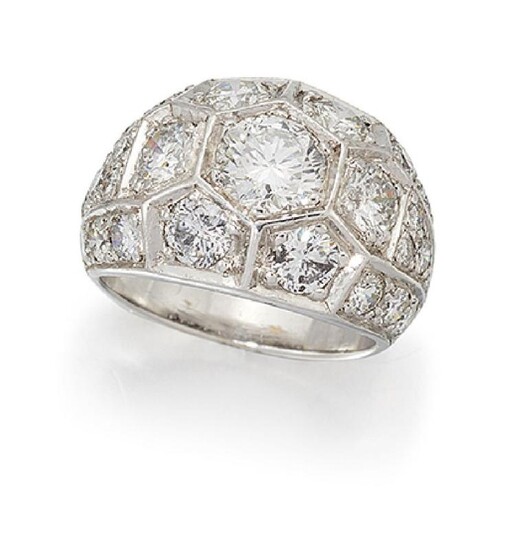 A diamond cluster ring, of brilliant-cut diamond...