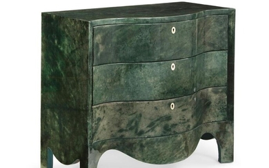 A faux shagreen serpentine chest of drawers