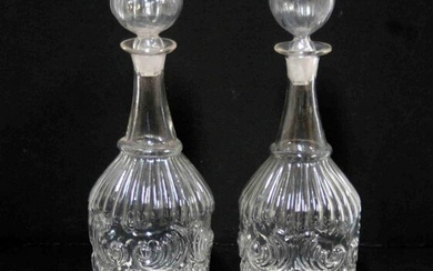 A fine pair of three mold blown decanters