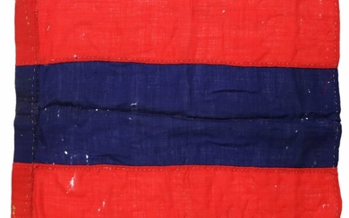 A flag, possibly a Royal Welsh Fusiliers camp or marker flag, c. 1890-1910 or later. Of wool b...