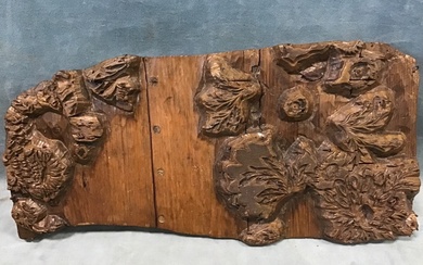 A C20th floral carved sycamore woodblock for fabric printing used...