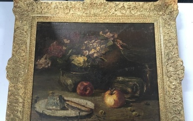 A gilt framed oil painting on board still life study A Moder...