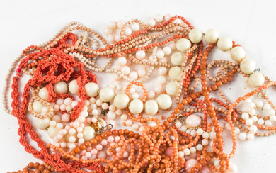 A group of coral jewelry