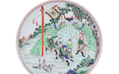 A large Chinese Famille Verte plate
