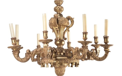 A large giltwood chandelier in 18th century style
