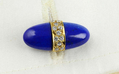 A pair of 18ct gold lapis lazuli and brilliant-cut diamond cufflinks, by Deakin & Francis.