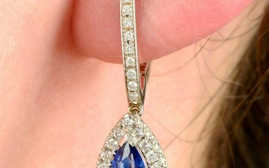 A pair of 18ct gold sapphire and brilliant-cut diamond earrings, by Mappin & Webb.Estimated total