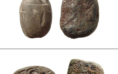 A pair of Egyptian steatite scarabs