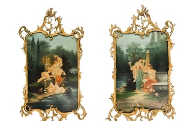 A pair of French toleware pictures. 19th century, in the 18t...