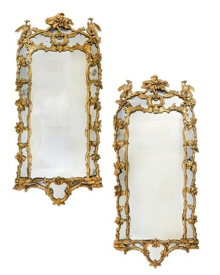 A pair of George II giltwood pier mirrors, Irish
