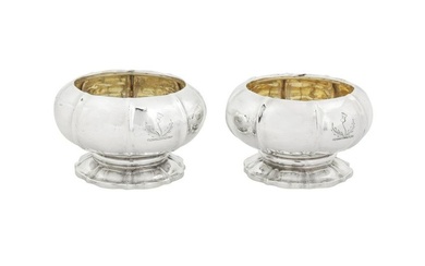 A pair of George IV sterling silver salts, London 1821 by William Eaton or William Esterbrook