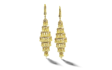 A pair of diamond chandelier earrings
