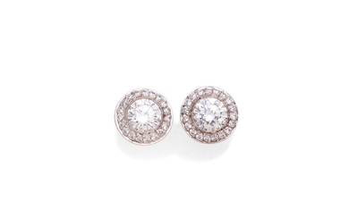 A pair of diamond cluster ear studs,, by J Farren-Price