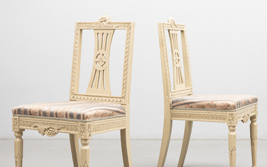 A pair of late Gustavian style chairs, Lindome late 19th century.