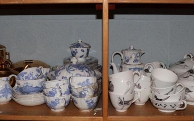 A part Royal Worcester 'Blue Dragon' pattern tea set comprising:...