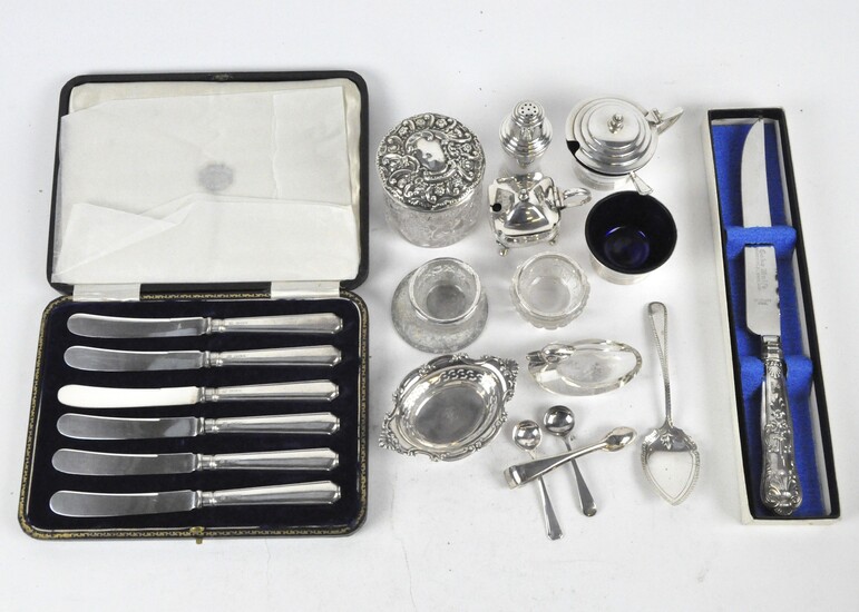 A selection of silver and silver plated wares, to include a sterling silver pierced dish