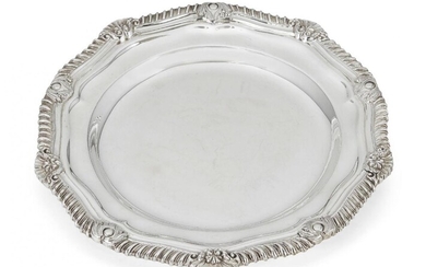 A set of twelve silver side plates, Sheffield, c.1966, CJ Vander, of shaped, circular form, each designed with gadroon and shell border, 16.5cm dia., total weight approx. 101.7oz (12)