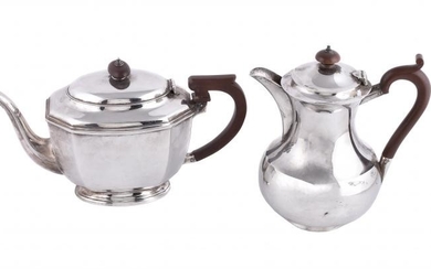 A silver canted rectangular tea pot by William Neale & Son Ltd