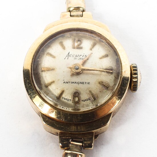 A vintage 9ct gold ladies Accurist cocktail wristwatch, 21 jewel movement